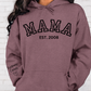 CUSTOM Hooded Sweatshirt:  Varsity Lettering and Established Year with Sleeve Names