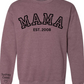 CUSTOM Crewneck Sweatshirt:  Varsity Lettering and Established Year with Sleeve Names