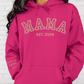 CUSTOM Hooded Sweatshirt:  Varsity Lettering and Established Year with Sleeve Names