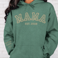 CUSTOM Hooded Sweatshirt:  Varsity Lettering and Established Year with Sleeve Names