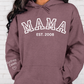 CUSTOM Hooded Sweatshirt:  Varsity Lettering and Established Year with Sleeve Names