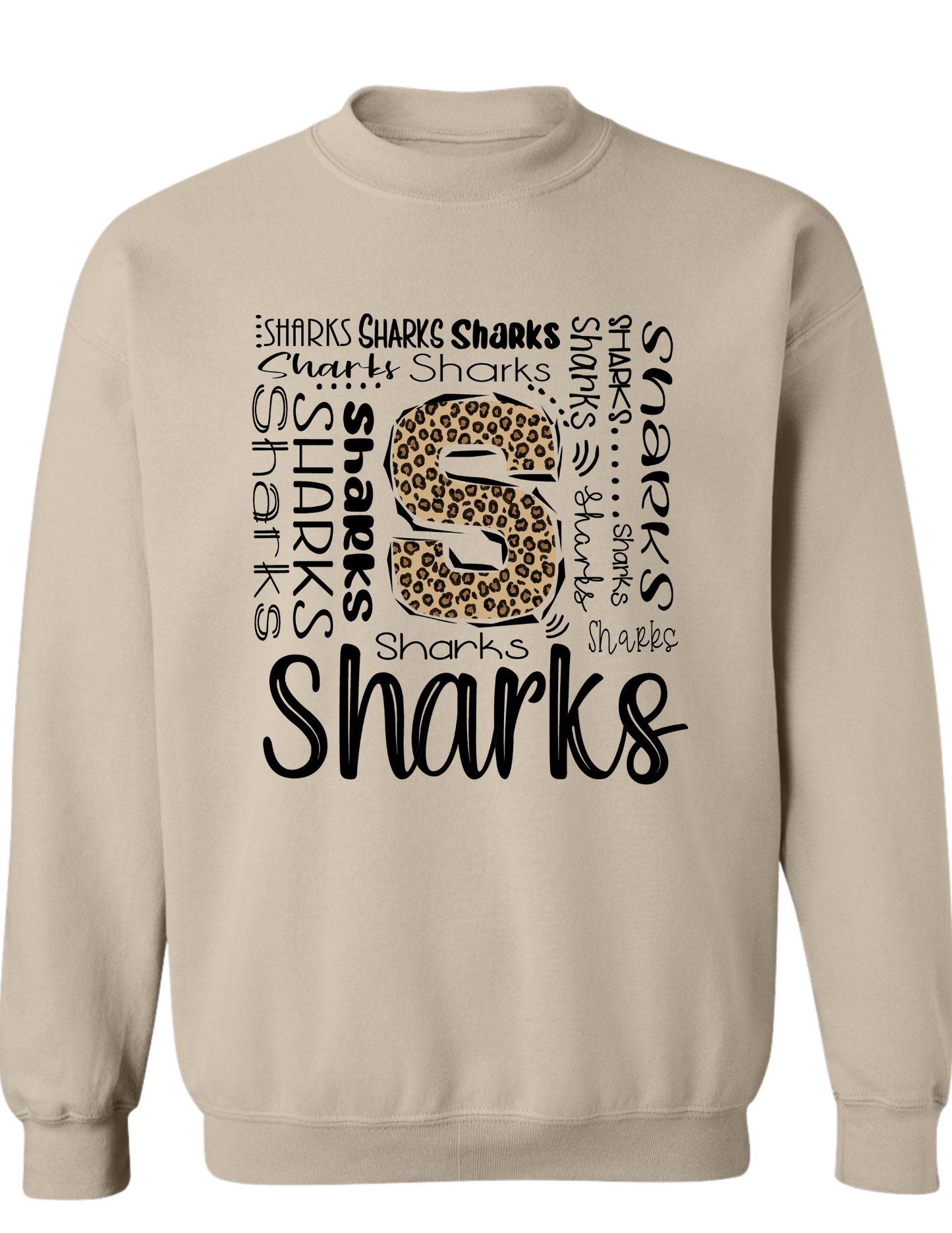 Sharks Typography with Leopard Print