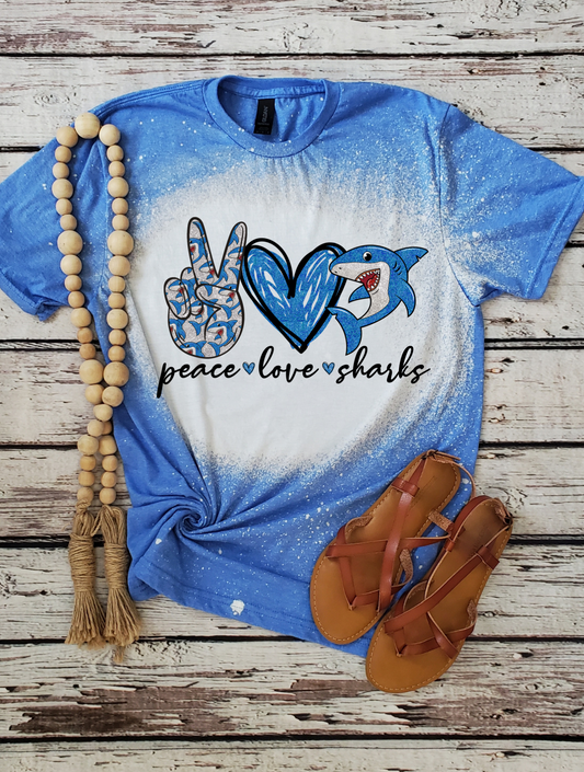 Peace Love and Sharks tees