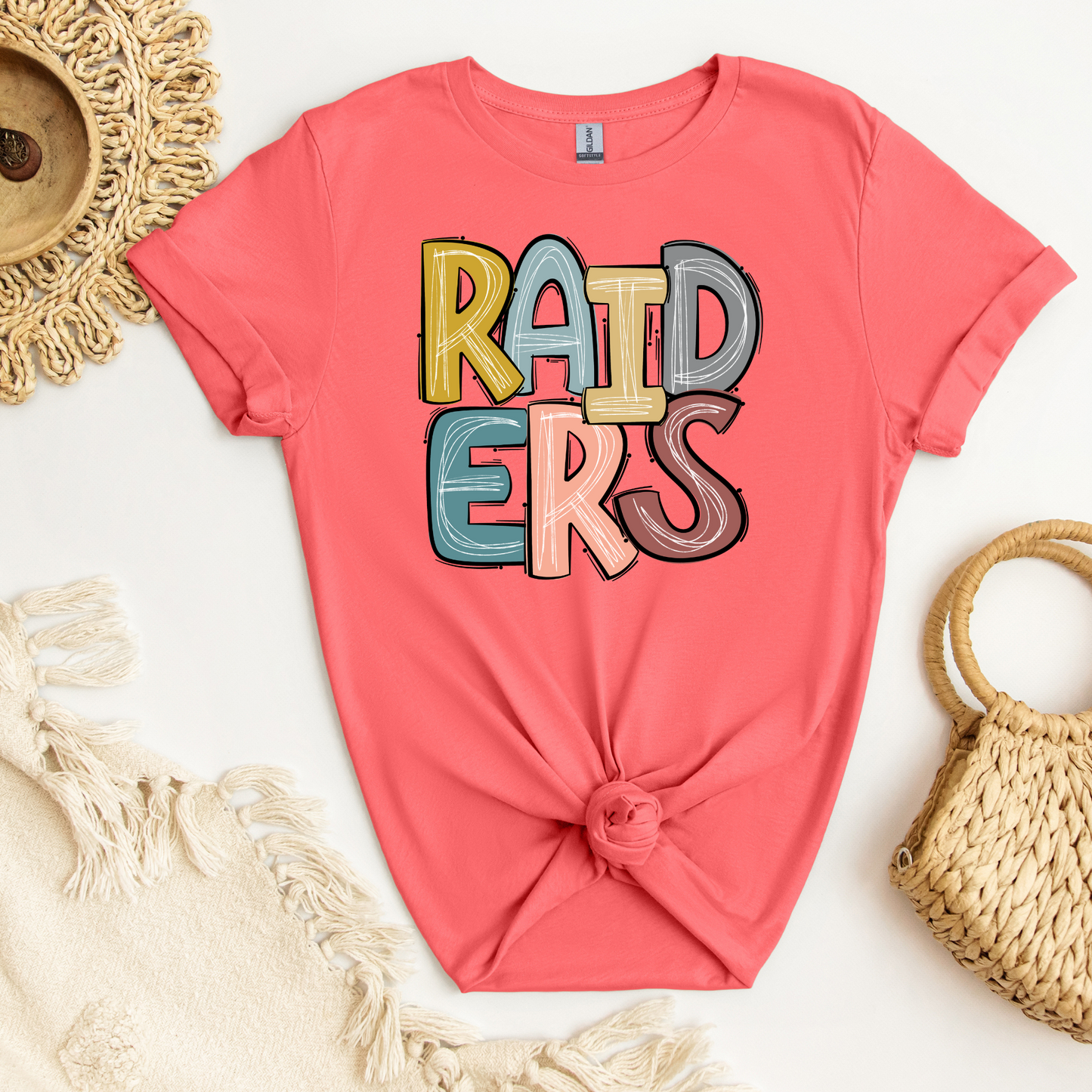 RAIDERS Stacked Doodle Letters Tee