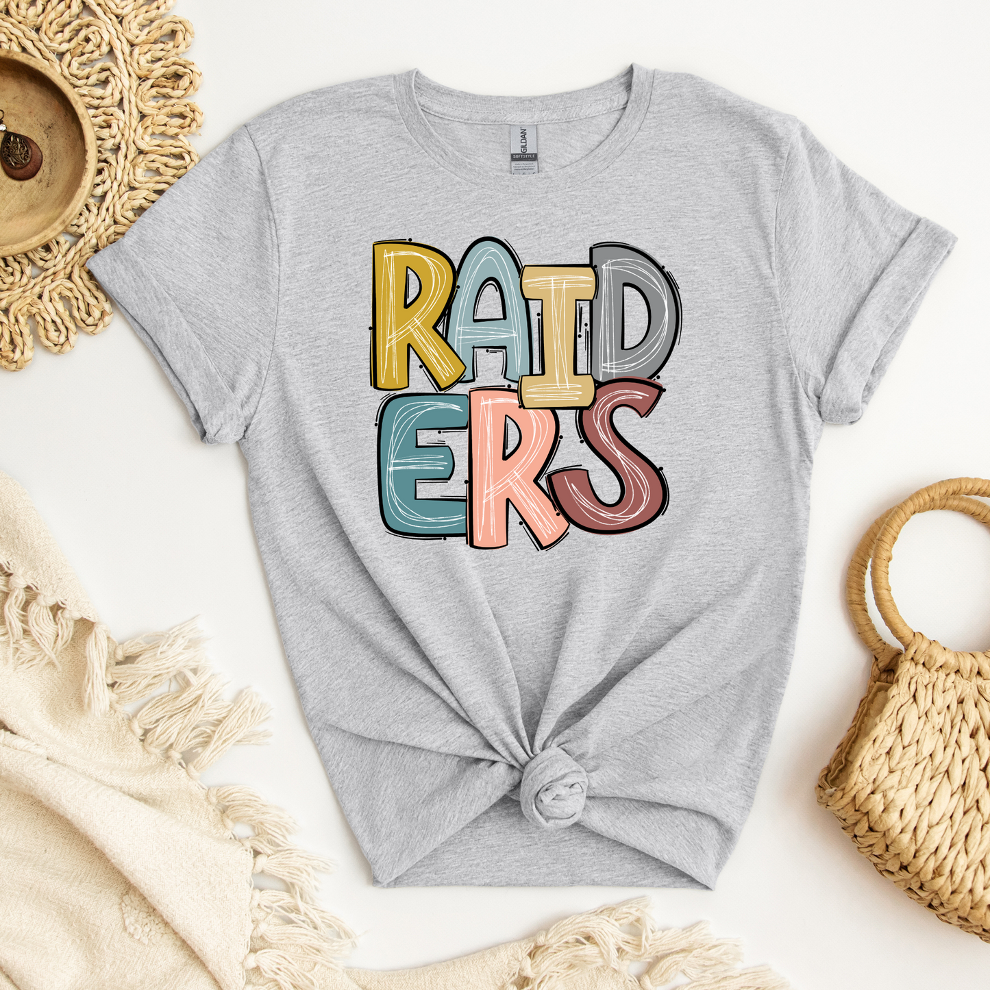 RAIDERS Stacked Doodle Letters Tee