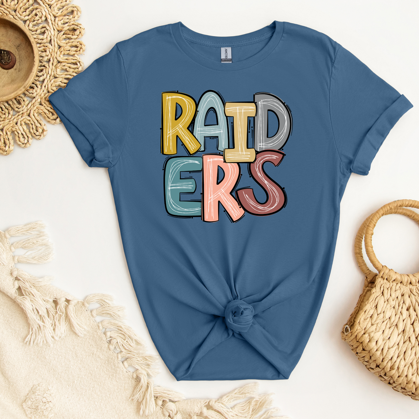 RAIDERS Stacked Doodle Letters Tee