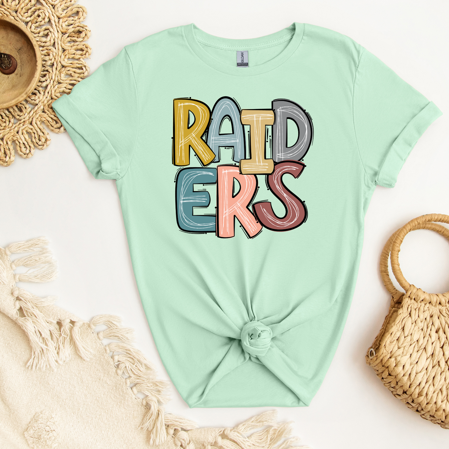 RAIDERS Stacked Doodle Letters Tee