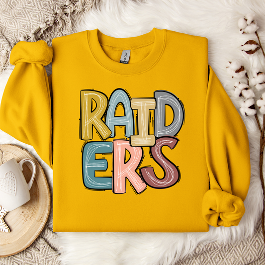 RAIDERS Stacked Doodle Letters Crewneck