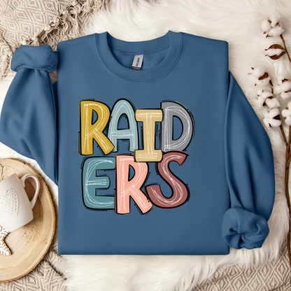 RAIDERS Stacked Doodle Letters Crewneck