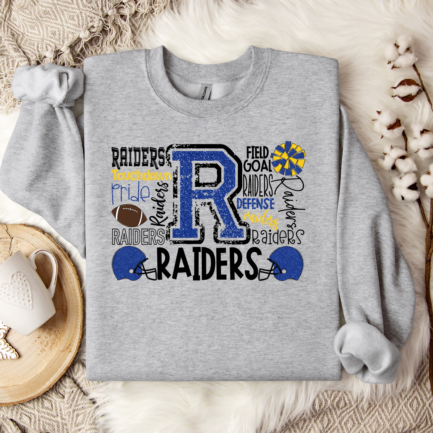 Raider Football Faux Glitter Graphic