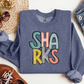 SHARKS Stacked Doodle Letters Crewneck