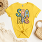 SHARKS Stacked Doodle Letters Tee